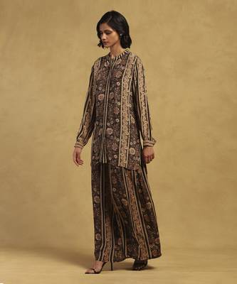 Black arohi shirt with pant co-ord set 2
