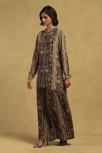 Black arohi shirt with pant co-ord set