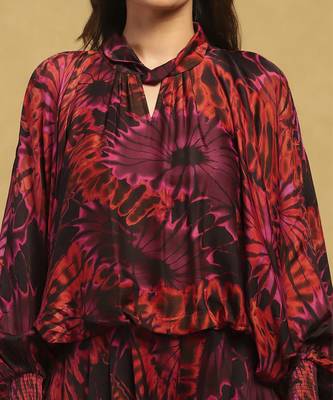 Red hriday top with pant co-ord set 4