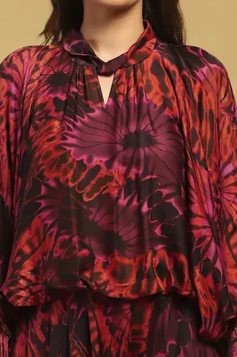 Red hriday top with pant co-ord set