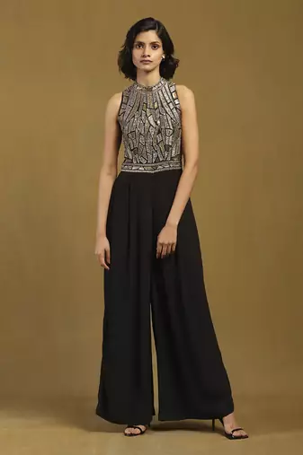 Black elec solid jumpsuit