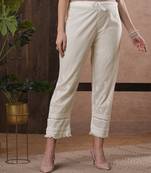 hand embroidered white cotton lucknowi chikankari palazzo 