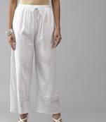 hand embroidered white cotton lucknowi chikankari palazzo 