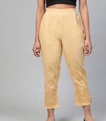 hand embroidered fawn cotton lucknowi chikankari palazzo 