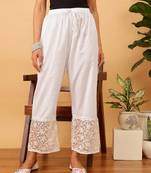 hand embroidered white cotton lucknowi chikankari palazzo 