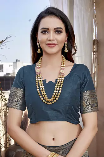 Royal Blue Paithani Silk Saree With Zari Weaving Work With Blouse