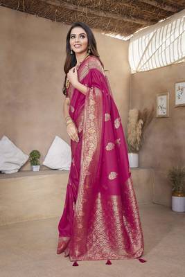 Pink Paithani Silk Saree With Zari Weaving Work With Blouse 2