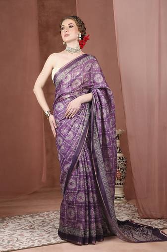 Batik printed silk cotton saree
