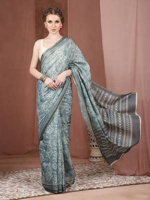 Batik printed silk cotton saree 4