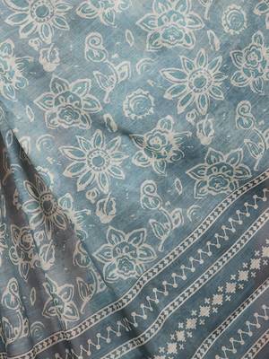 Batik printed silk cotton saree 7