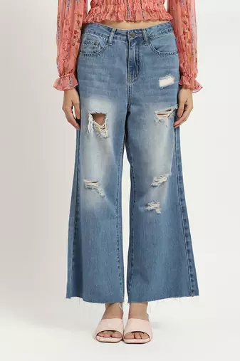Blue denim drift distressed jeans