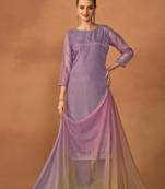 lavender embroidered organza  pant straight.(size Free size full stitched Up To 42")