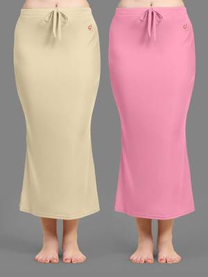 Trendmalls Women's Plain Nylon Petticoat Skirts Saree Silhouette Shape Wear set of 2 1