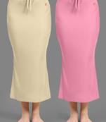 Women's Plain Nylon Petticoat Skirts Saree Silhouette Shape Wear set of 2