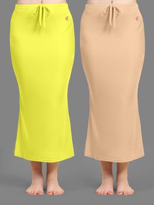 Trendmalls Women's Plain Nylon Petticoat Skirts for Saree Silhouette Shape Wear set of 2 1