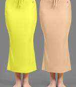 Women's Plain Nylon Petticoat Skirts for Saree Silhouette Shape Wear set of 2