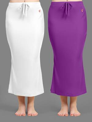 Trendmalls Women's Plain Nylon Petticoat Skirts Saree Silhouette Shape Wear set of 2 1