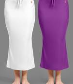 Women's Plain Nylon Petticoat Skirts Saree Silhouette Shape Wear set of 2