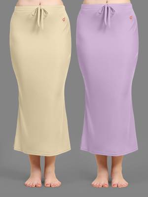 Trendmalls Plain Nylon Soft Petticoat Skirts Saree Silhouette Shape Wear set of 2 1