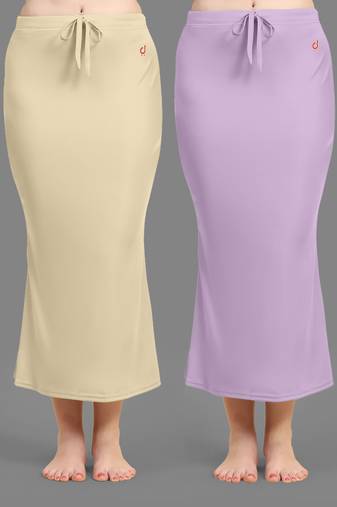 Plain Nylon Soft Petticoat Skirts Saree Silhouette Shape Wear set of 2