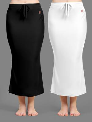 Trendmalls Women's Plain Nylon Petticoat Skirts Saree Silhouette Shape Wear set of 2 1