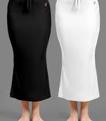 Women's Plain Nylon Petticoat Skirts Saree Silhouette Shape Wear set of 2