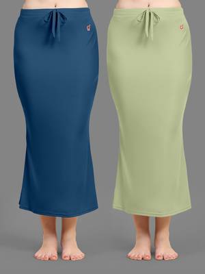 Trendmalls Women's Plain Nylon Petticoat Skirts Saree Silhouette Shape Wear set of 2 1