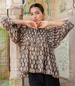 The jaipur art block printed black mahika blouse