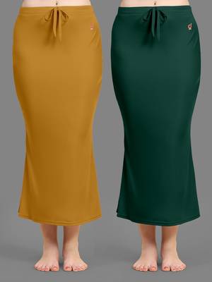 Trendmalls Women's Plain Nylon Petticoat Skirts Saree Silhouette Shape Wear set of 2 1