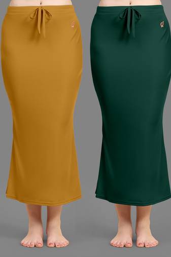 Trendmalls Women's Plain Nylon Petticoat Skirts Saree Silhouette Shape Wear set of 2
