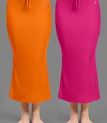 Women's Plain Nylon Petticoat Skirts Saree Silhouette Shape Wear set of 2