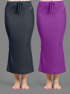 Trendmalls Women's Plain Nylon Petticoat Skirts Saree Silhouette Shape Wear set of 2 1