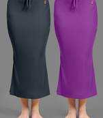 Women's Plain Nylon Petticoat Skirts Saree Silhouette Shape Wear set of 2