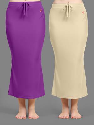 Trendmalls Women's Plain Nylon Petticoat Skirts Saree Silhouette Shape Wear set of 2 1