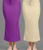 Women's Plain Nylon Petticoat Skirts Saree Silhouette Shape Wear set of 2