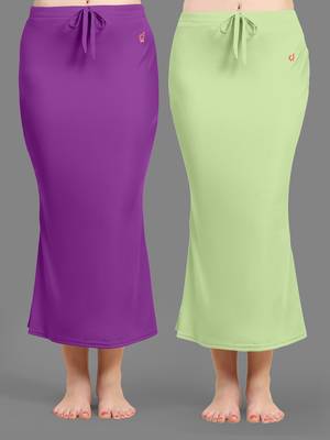 Trendmalls Women's Plain Nylon Petticoat Skirts Saree Silhouette Shape Wear set of 2 1
