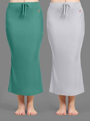 Trendmalls Women's Plain Nylon Petticoat Skirts Saree Silhouette Shape Wear set of 2 1