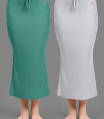 Women's Plain Nylon Petticoat Skirts Saree Silhouette Shape Wear set of 2