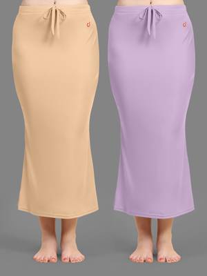 Trendmalls Women's Plain Nylon Petticoat Skirts Saree Silhouette Shape Wear set of 2 1