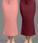 Women's Plain Nylon Petticoat Skirts Saree Silhouette Shape Wear set of 2