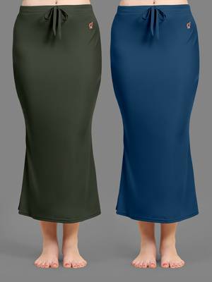 Trendmalls Women's Plain Nylon Petticoat Skirts Saree Silhouette Shape Wear set of 2 1