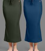 Women's Plain Nylon Petticoat Skirts Saree Silhouette Shape Wear set of 2