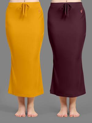 Trendmalls Women's Plain Nylon Petticoat Skirts Saree Silhouette Shape Wear set of 2 1