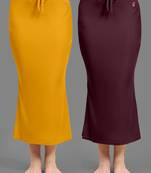 Women's Plain Nylon Petticoat Skirts Saree Silhouette Shape Wear set of 2