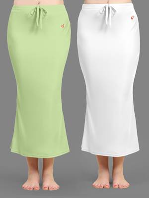 Trendmalls Women's Plain Nylon Petticoat Skirts Saree Silhouette Shape Wear set of 2 1