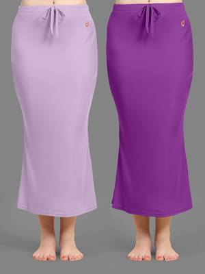 Trendmalls Women's Plain Nylon Petticoat Skirts Saree Silhouette Shape Wear set of 2 1