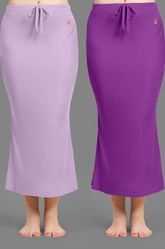 Women's Plain Nylon Petticoat Skirts Saree Silhouette Shape Wear set of 2