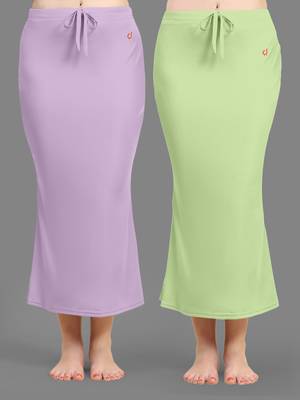 Trendmalls Plain Nylon Soft Petticoat Skirts Saree Silhouette Shape Wear set of 2 1