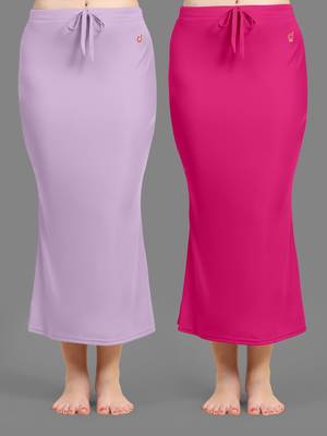 Trendmalls Women's Plain Nylon Petticoat Skirts Saree Silhouette Shape Wear set of 2 1