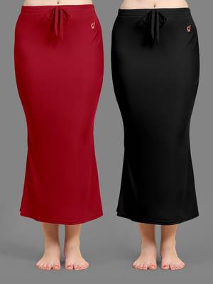 Trendmalls Women's Plain Nylon Petticoat Skirts Saree Silhouette Shape Wear set of 2 1
